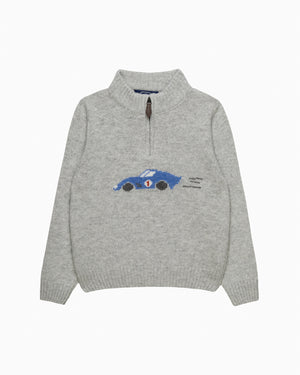 Sebastian Car Half Zip sweater in Grey Marl