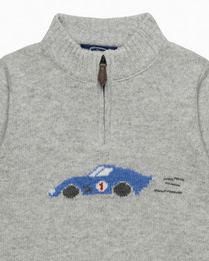 Sebastian Car Half Zip sweater in Grey Marl