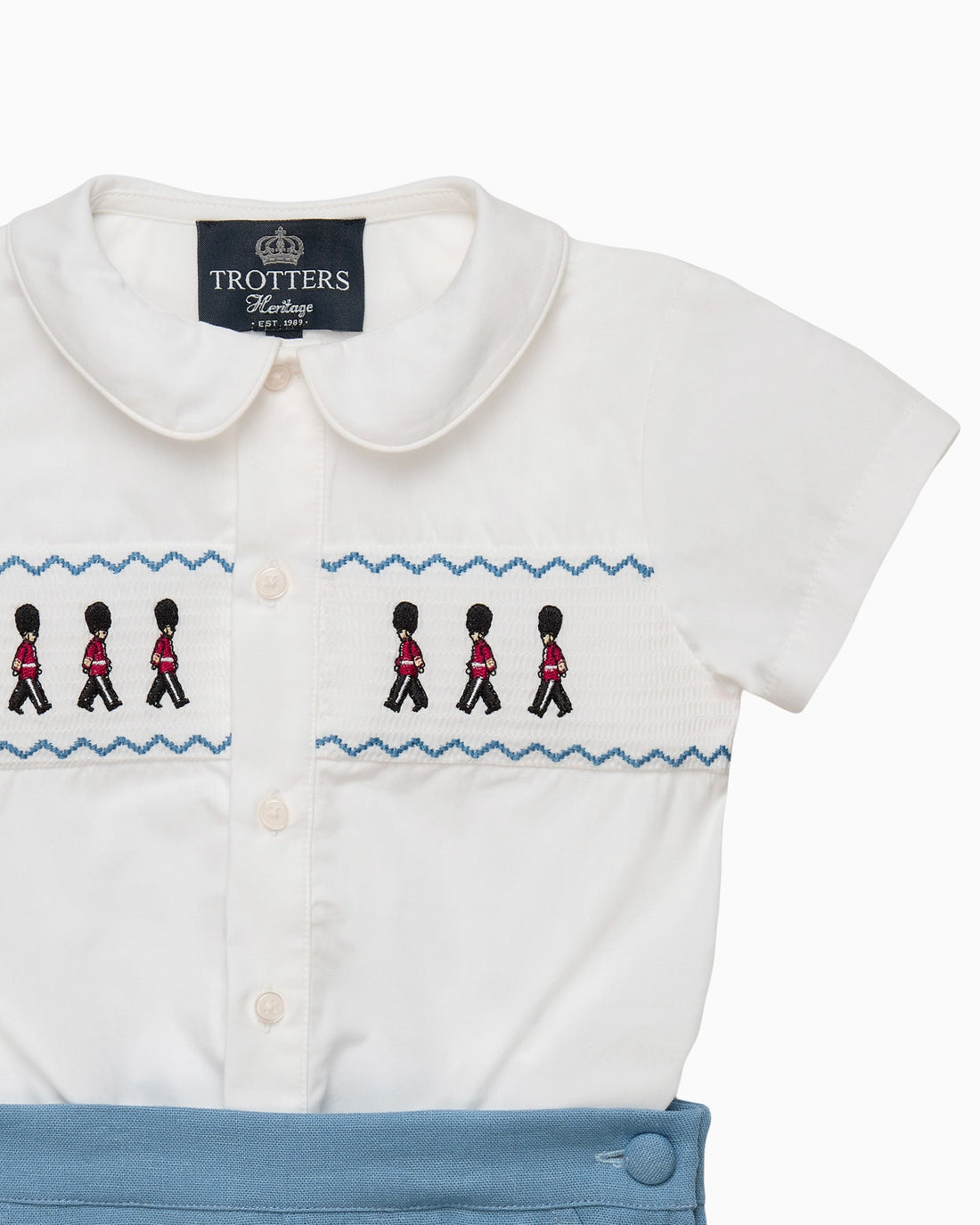 Trotters Heritage Set The Rupert Smocked Set in French Blue Guardsman