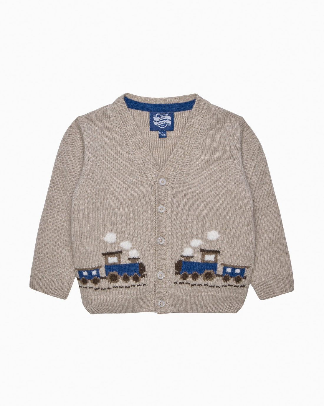Chelsea Clothing Company Cardigan Baby Train Cardigan in Oatmeal