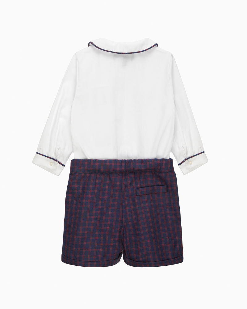 The Rupert Smocked Set in White/Navy Check Guardsman