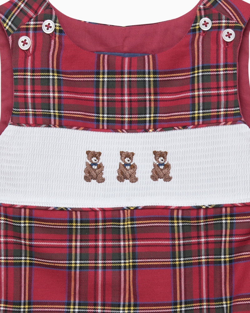Chelsea Clothing Company Romper Baby Archie Smocked Romper in Teddy Bear