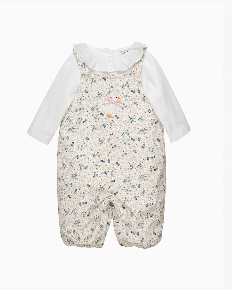 Baby Ditsy Cord Duckling Dungaree Set