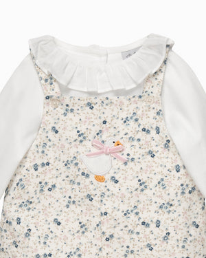 Baby Ditsy Cord Duckling Dungaree Set