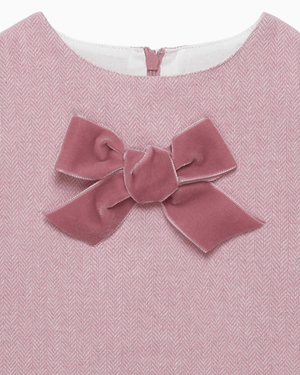 Confiture Dress Baby Georgina Bow Dress in Pink Herringbone