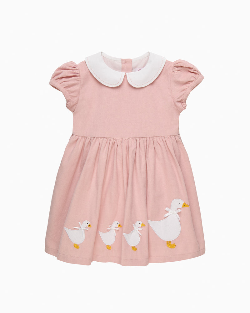 Confiture Dress Baby Cord Duck Dress in Dusty Pink