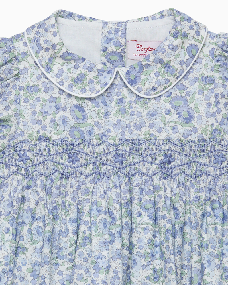 Baby Arabella Floral Smocked Dress in Blue