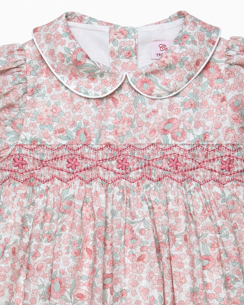 Baby Arabella Floral Smocked Dress in Pink
