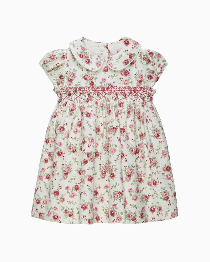 Baby Arabella Rose Floral Smocked Dress in Pink