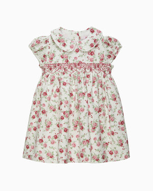 Baby Arabella Rose Floral Smocked Dress in Pink
