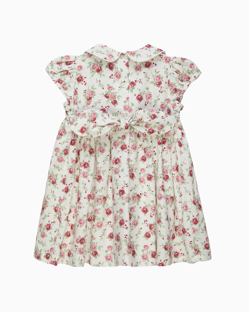 Baby Arabella Rose Floral Smocked Dress in Pink