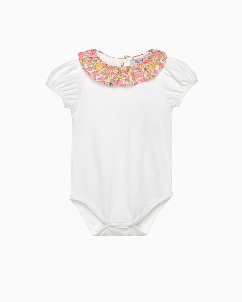 Baby Short-Sleeved Willow Bodysuit in Peach Sparkle Betsy
