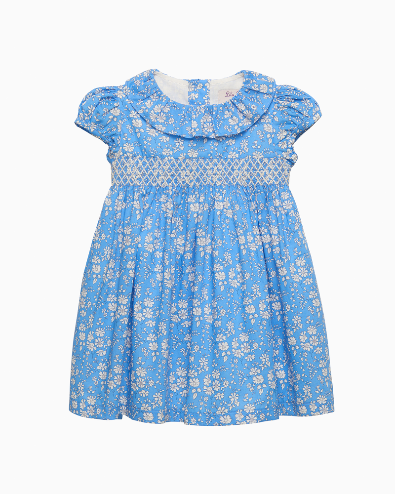 Baby Willow Smocked Party Dress in Blue Capel