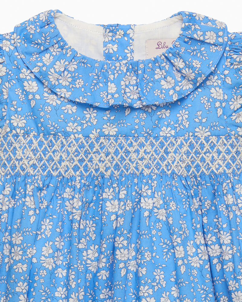 Baby Willow Smocked Party Dress in Blue Capel