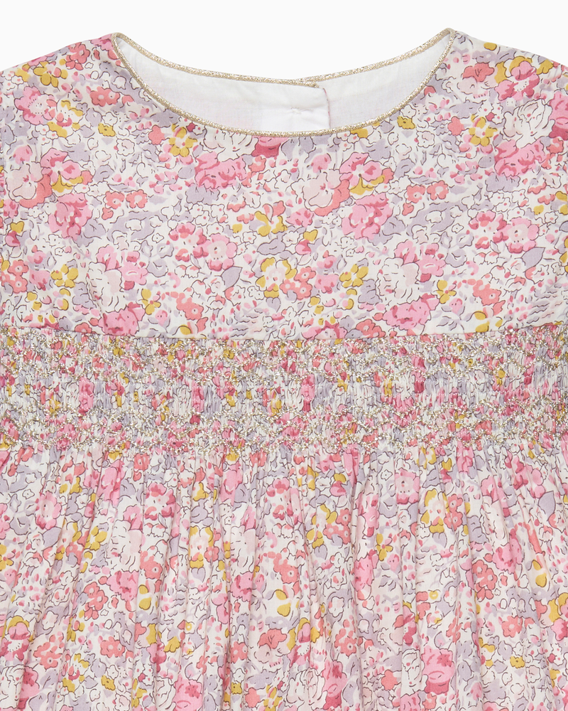 Lily Rose Gold Dress Baby Smocked Party Dress in Claire Aude