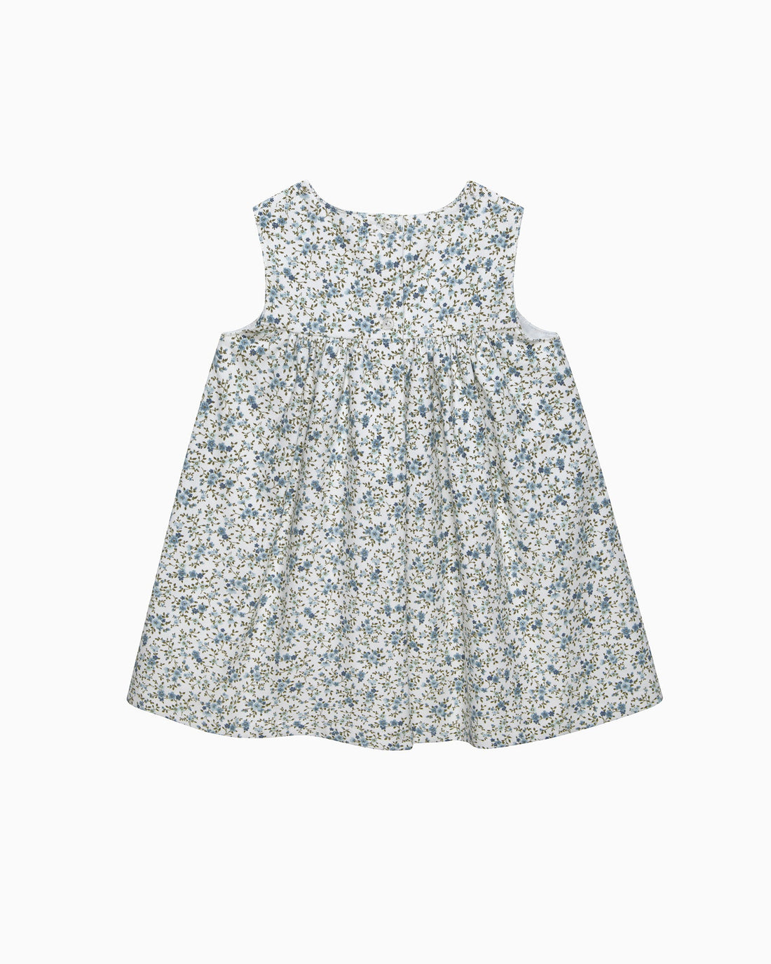 Confiture Dress Baby Cord Ditsy Floral Duck Pinafore in Blue
