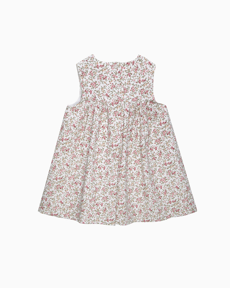 Confiture Dress Baby Cord Ditsy Floral Duck Pinafore in Pink
