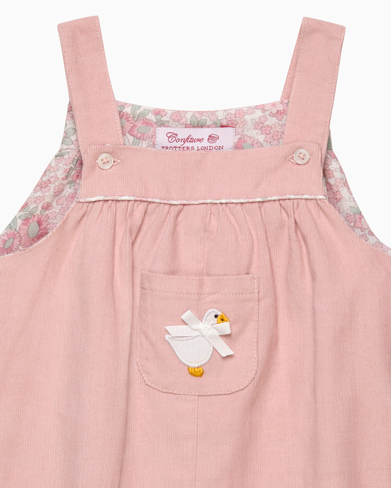 Baby Arabella Cord Duck Applique Dungarees