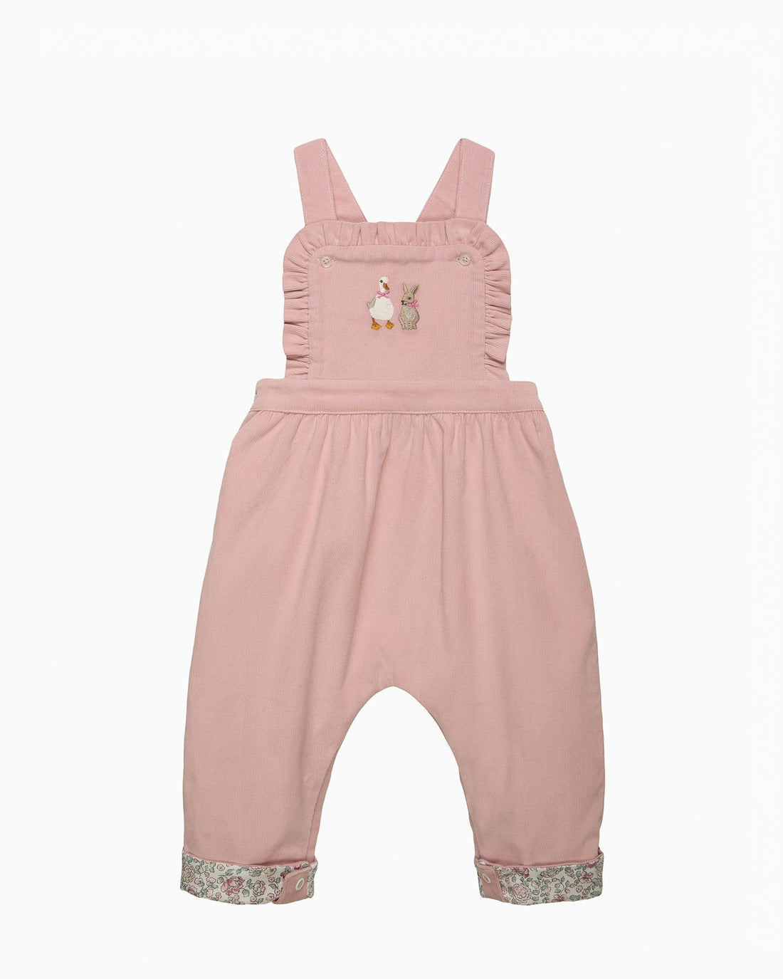 Confiture Dungarees Baby Cord Frilly Duck & Bunny Dungarees