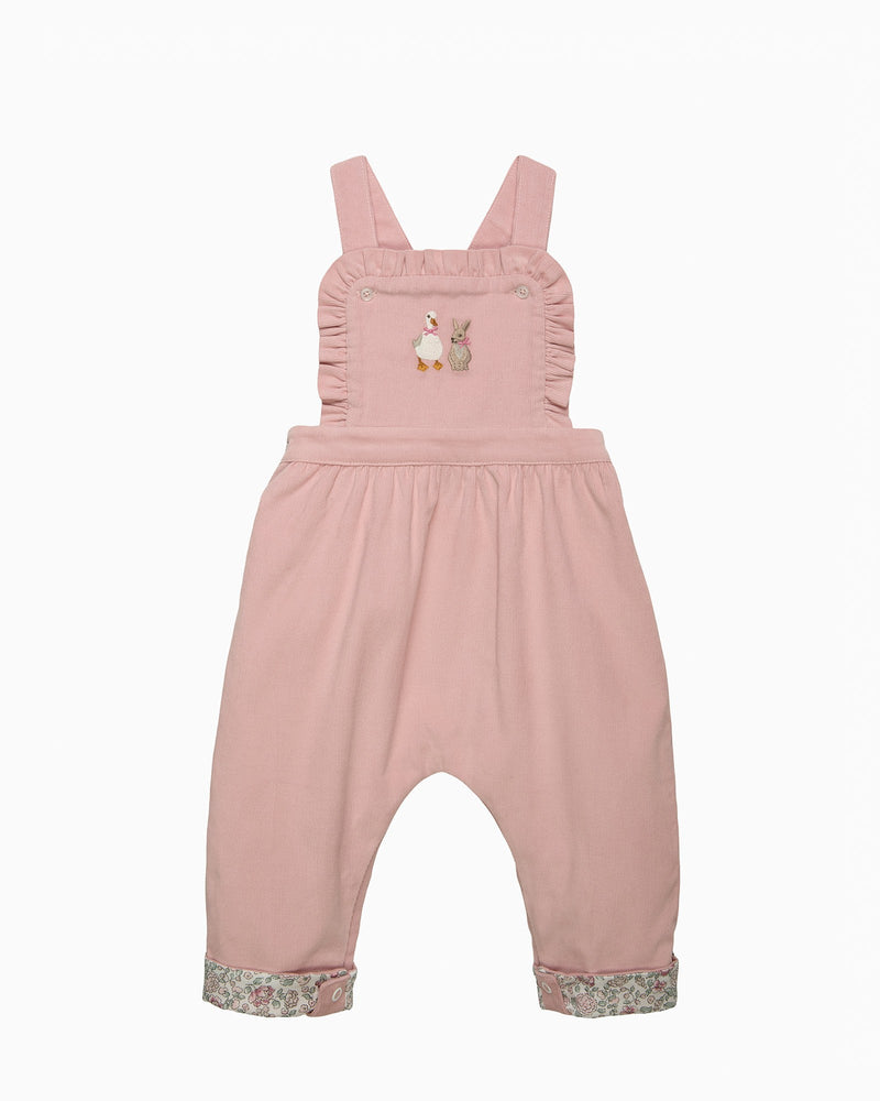 Confiture Dungarees Baby Cord Frilly Duck & Bunny Dungarees
