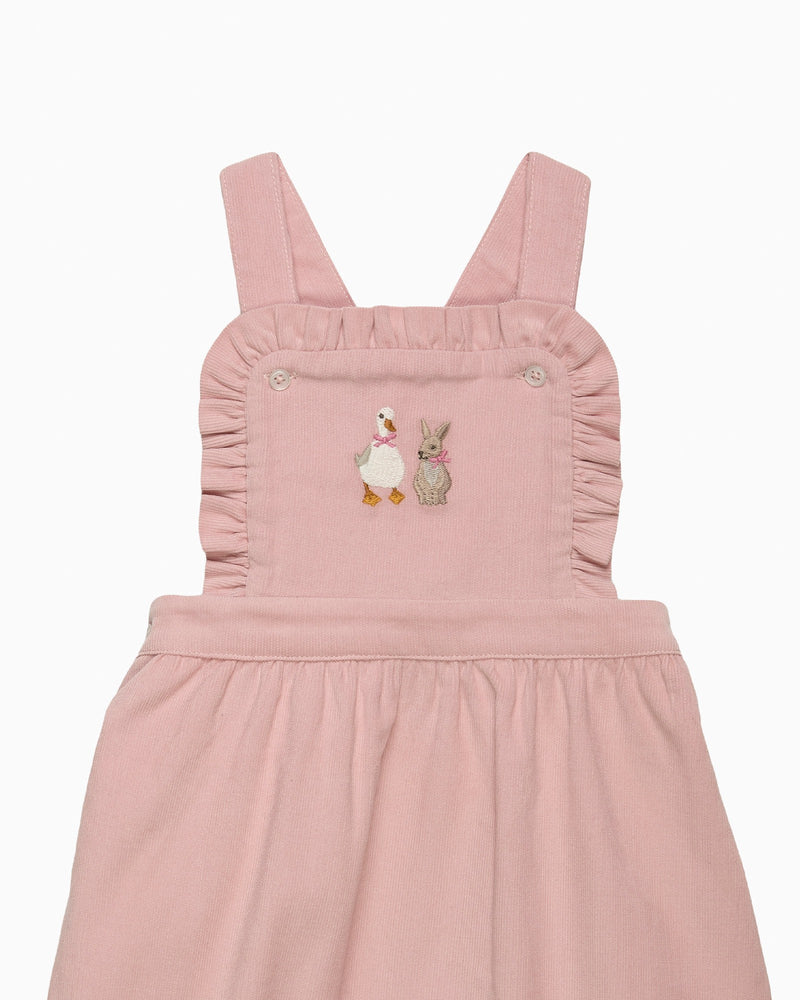 Confiture Dungarees Baby Cord Frilly Duck & Bunny Dungarees