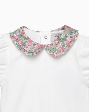 Baby Short Sleeved Dahlia Pie Crust Collar Bodysuit