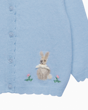 Baby Duck and Bunny Cardigan in Cornflower