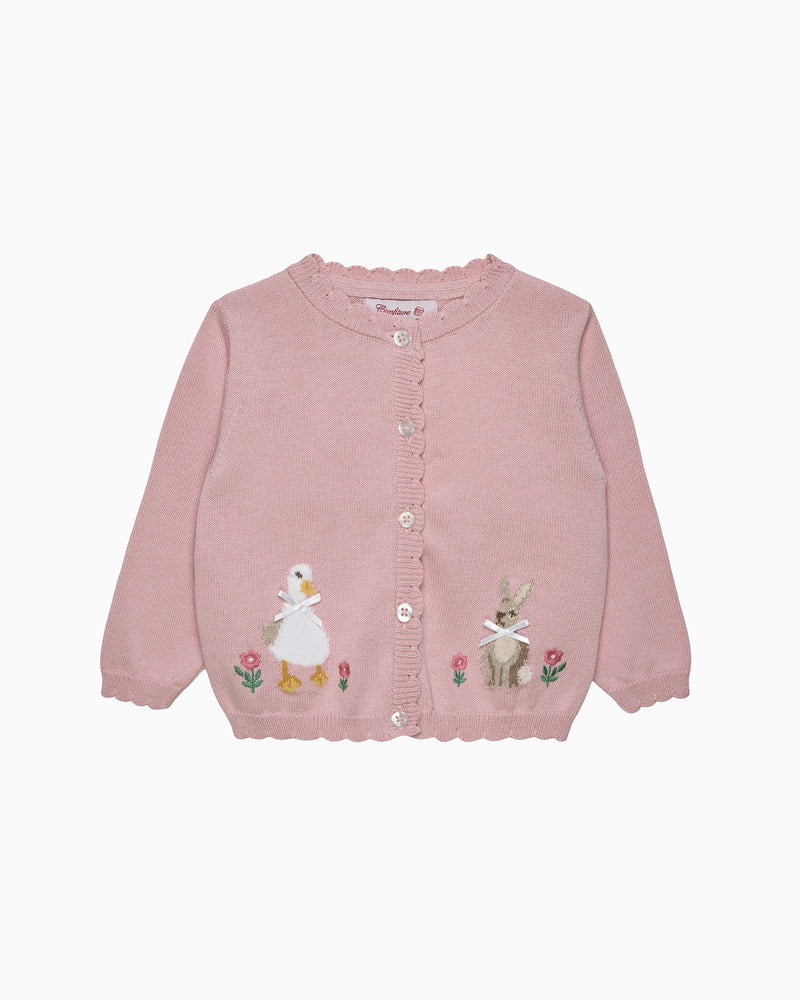 Confiture Cardigan Baby Duck & Bunny Cardigan in Pink