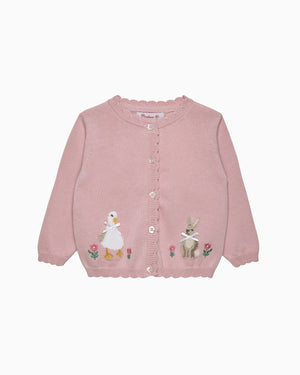 Confiture Cardigan Baby Duck & Bunny Cardigan in Pink