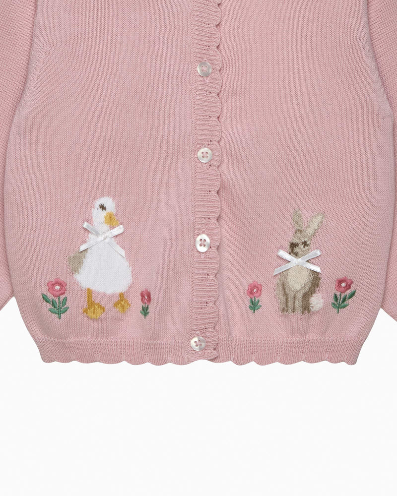 Confiture Cardigan Baby Duck & Bunny Cardigan in Pink
