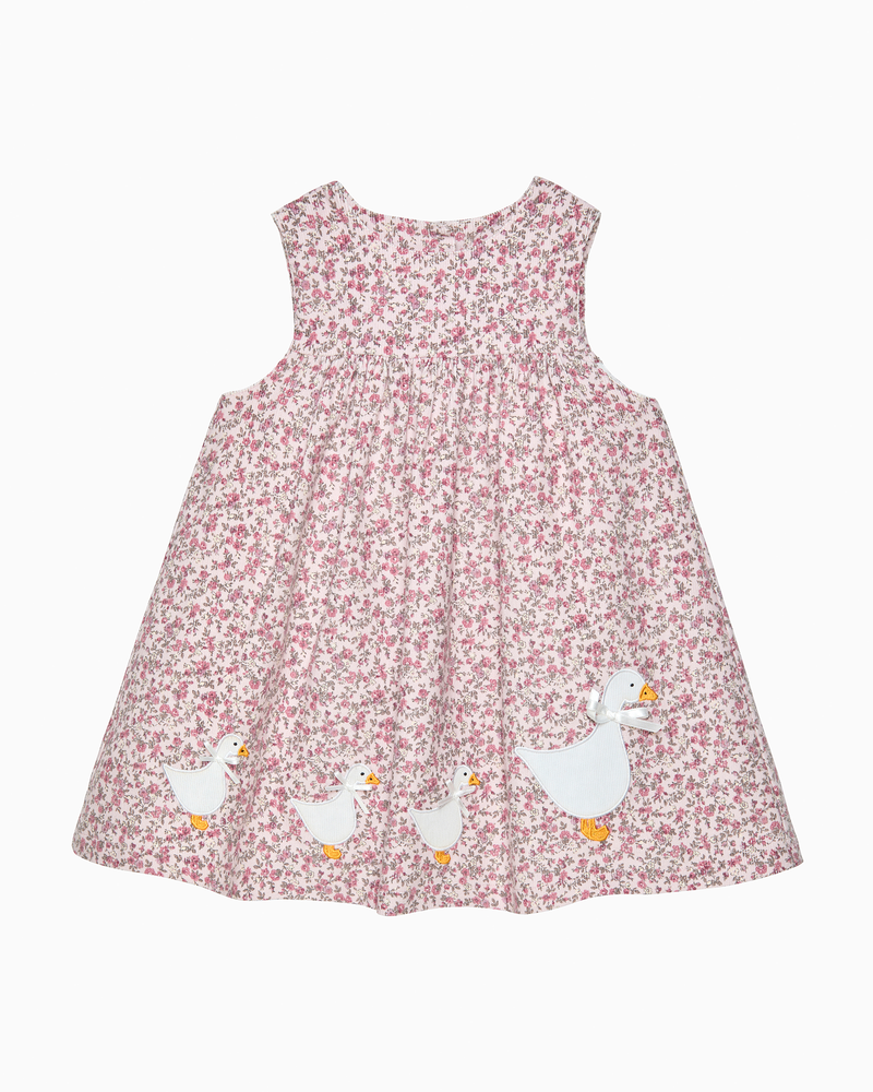 Confiture Dress Baby Duck Floral Cord Pinafore