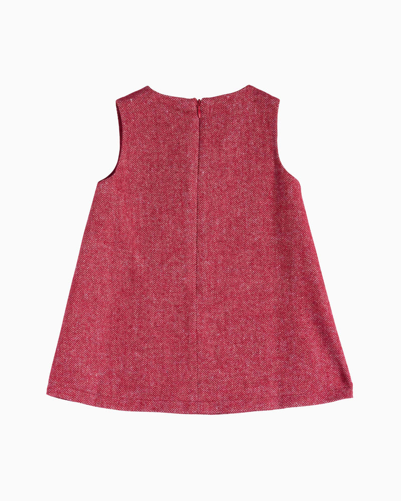 Baby Georgina Bow Dress in Red Herringbone