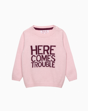 Baby Here Comes Trouble Jumper in Pink