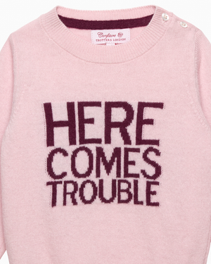 Baby Here Comes Trouble Jumper in Pink