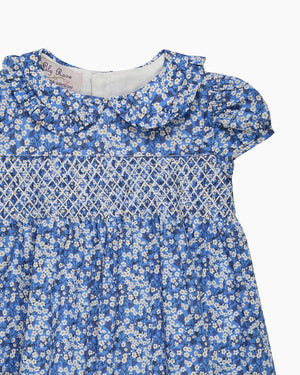 Baby Smocked Dress in Blue Mitsi Valeria
