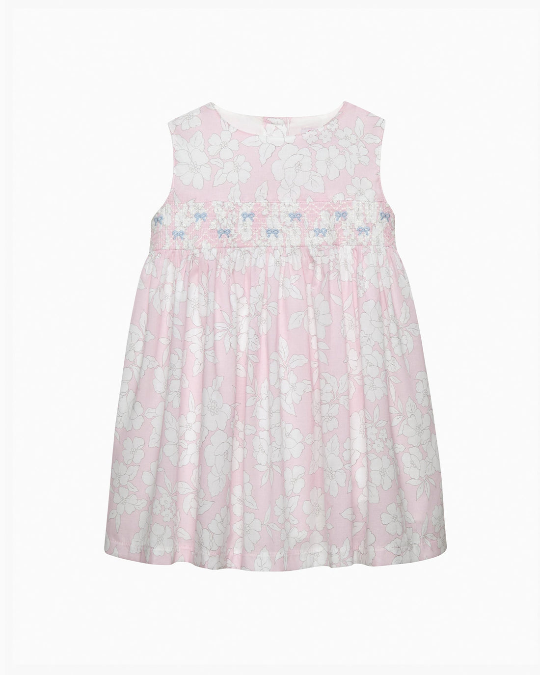 Confiture Dress Baby Molly Smocked Pinafore in Pale Pink Floral