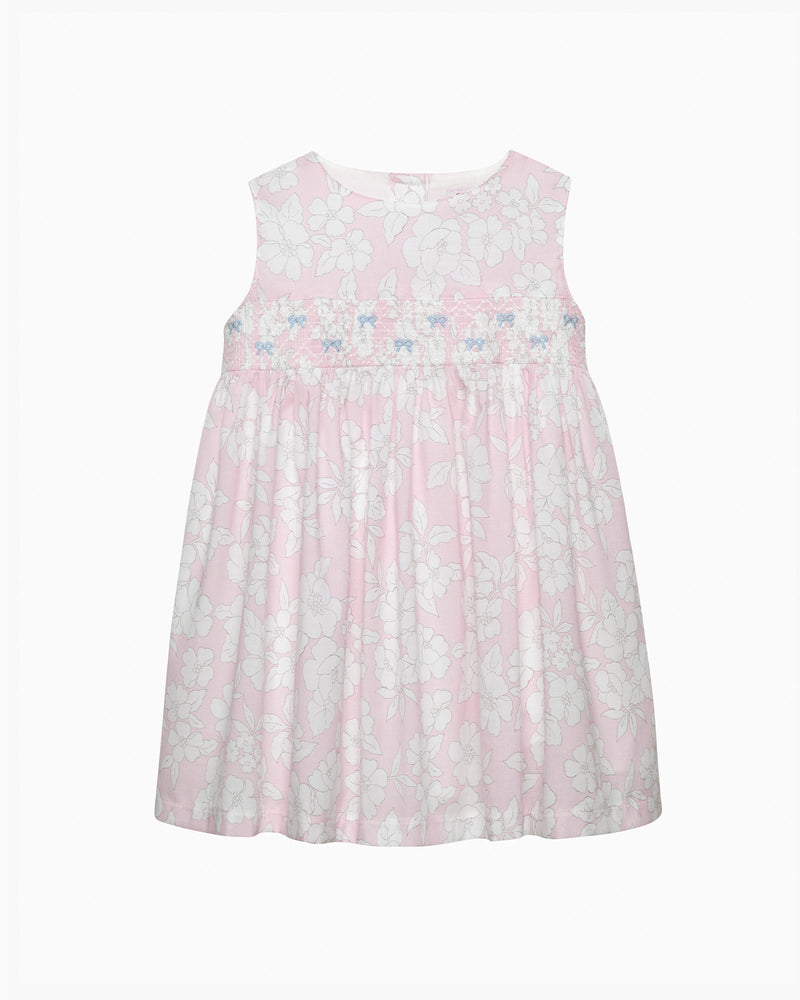 Confiture Dress Baby Molly Smocked Pinafore in Pale Pink Floral