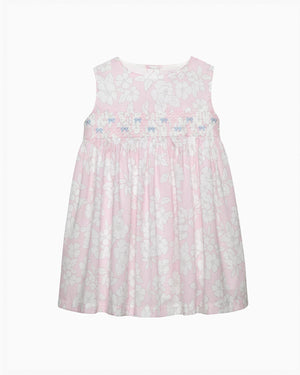 Confiture Dress Baby Molly Smocked Pinafore in Pale Pink Floral