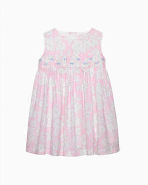 Baby Molly Smocked Pinafore Dress in Pale Pink Floral