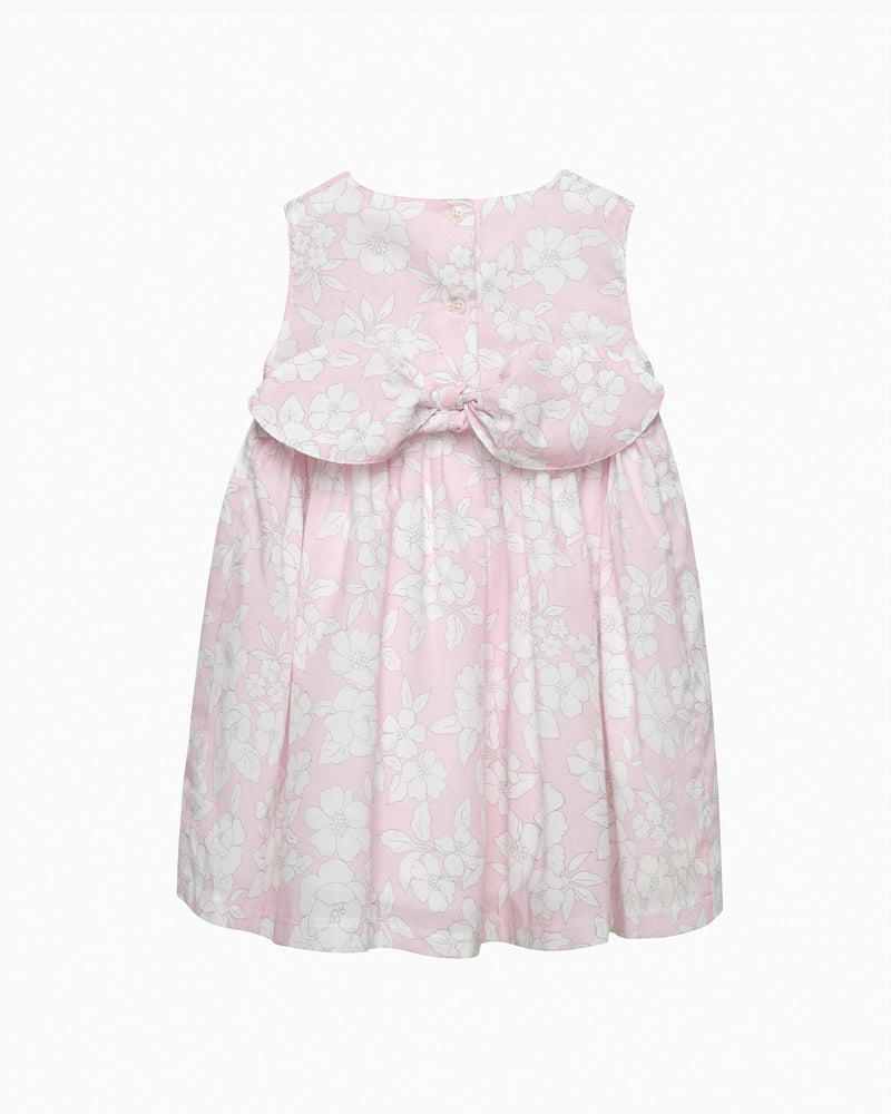 Confiture Dress Baby Molly Smocked Pinafore in Pale Pink Floral