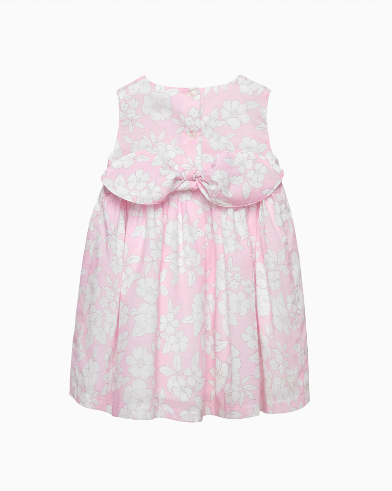 Baby Molly Smocked Pinafore Dress in Pale Pink Floral
