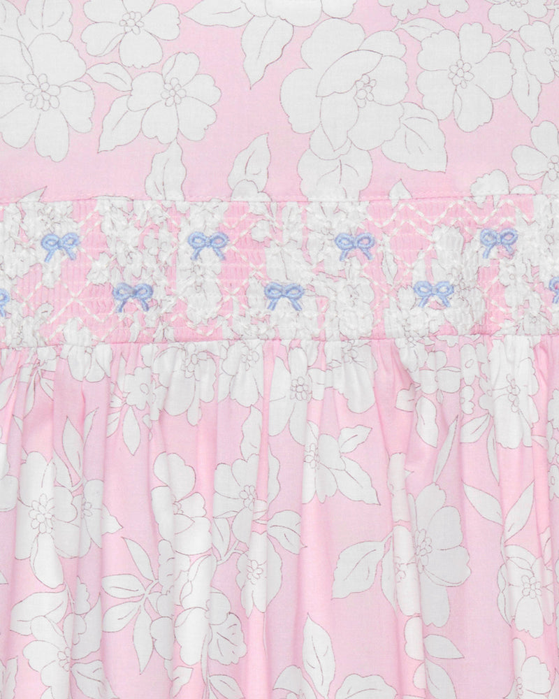 Baby Molly Smocked Pinafore Dress in Pale Pink Floral