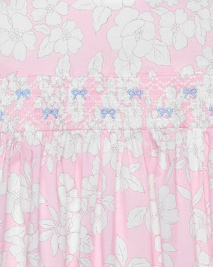 Baby Molly Smocked Pinafore Dress in Pale Pink Floral