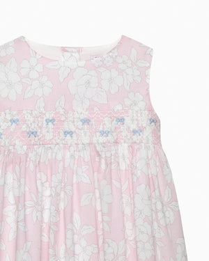 Confiture Dress Baby Molly Smocked Pinafore in Pale Pink Floral