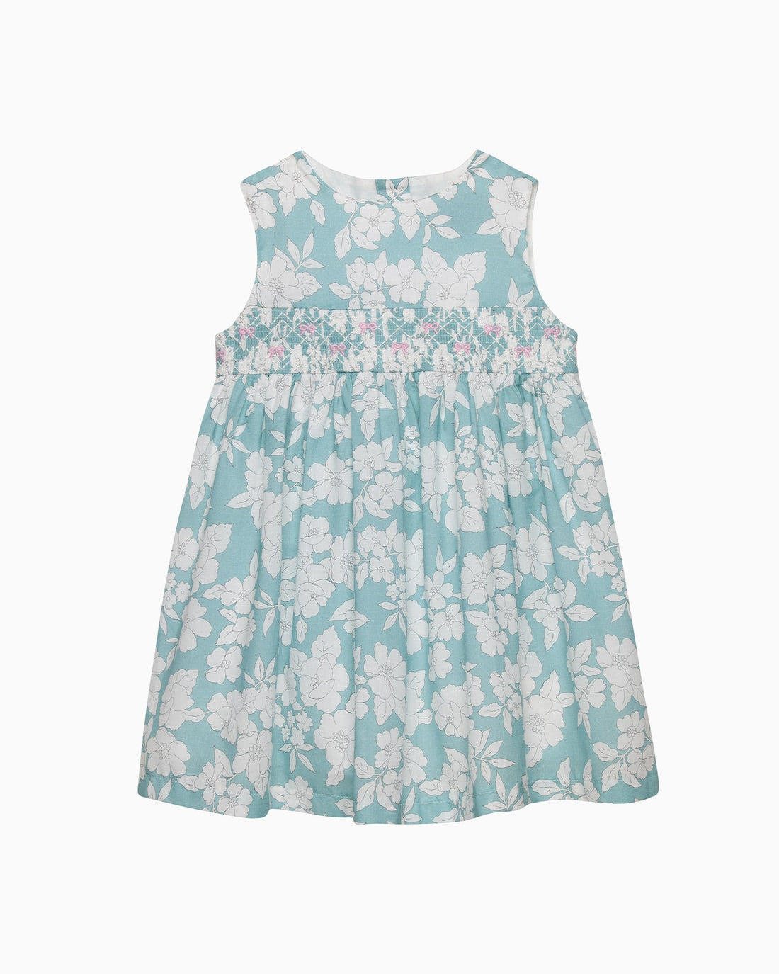 Confiture Dress Baby Molly Smocked Pinafore in Teal Floral