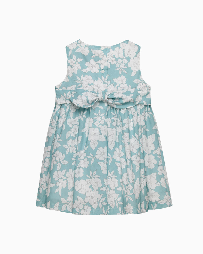 Confiture Dress Baby Molly Smocked Pinafore in Teal Floral