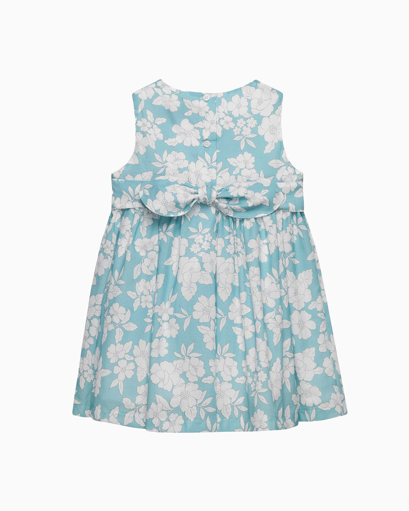 Baby Molly Smocked Pinafore Dress in Teal Floral