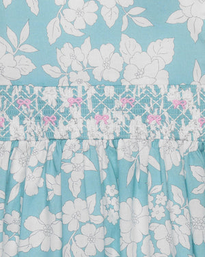 Baby Molly Smocked Pinafore Dress in Teal Floral