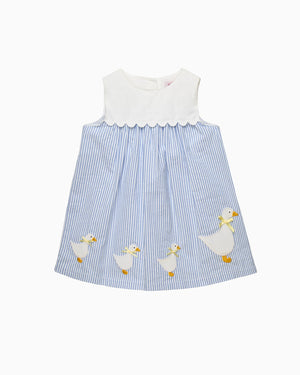 Confiture Dress Baby Pinafore Duck Dress in Blue Stripe