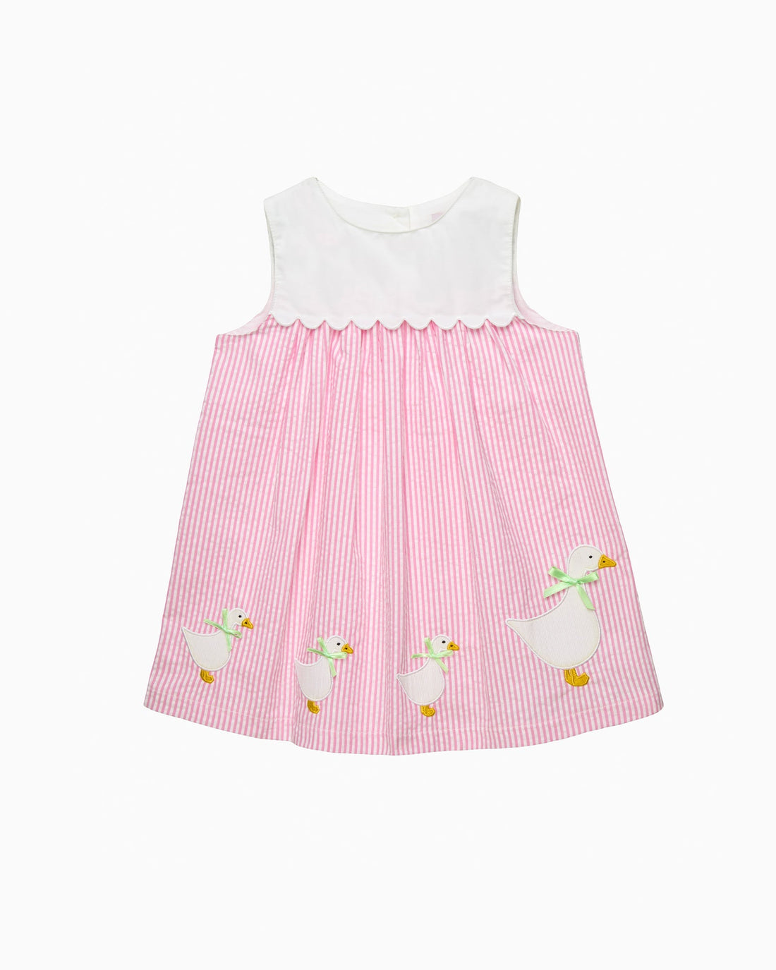 Confiture Dress Baby Pinafore Duck Dress in Bright Pink Stripe